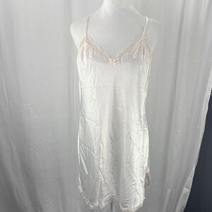 Victoria's Secret Ivory Satin Chemise with Lace Accents